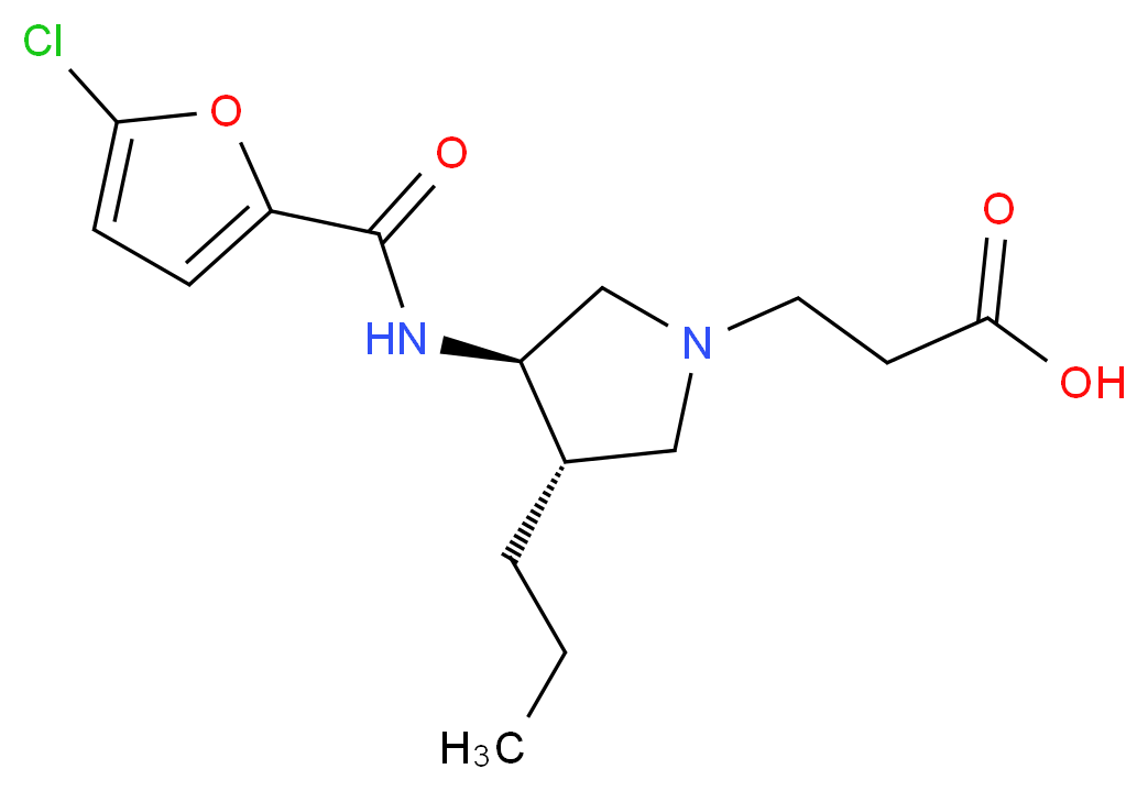 3-{(3R*,4S*)-3-[(5-chloro-2-furoyl)amino]-4-propyl-1-pyrrolidinyl}propanoic acid_分子结构_CAS_)