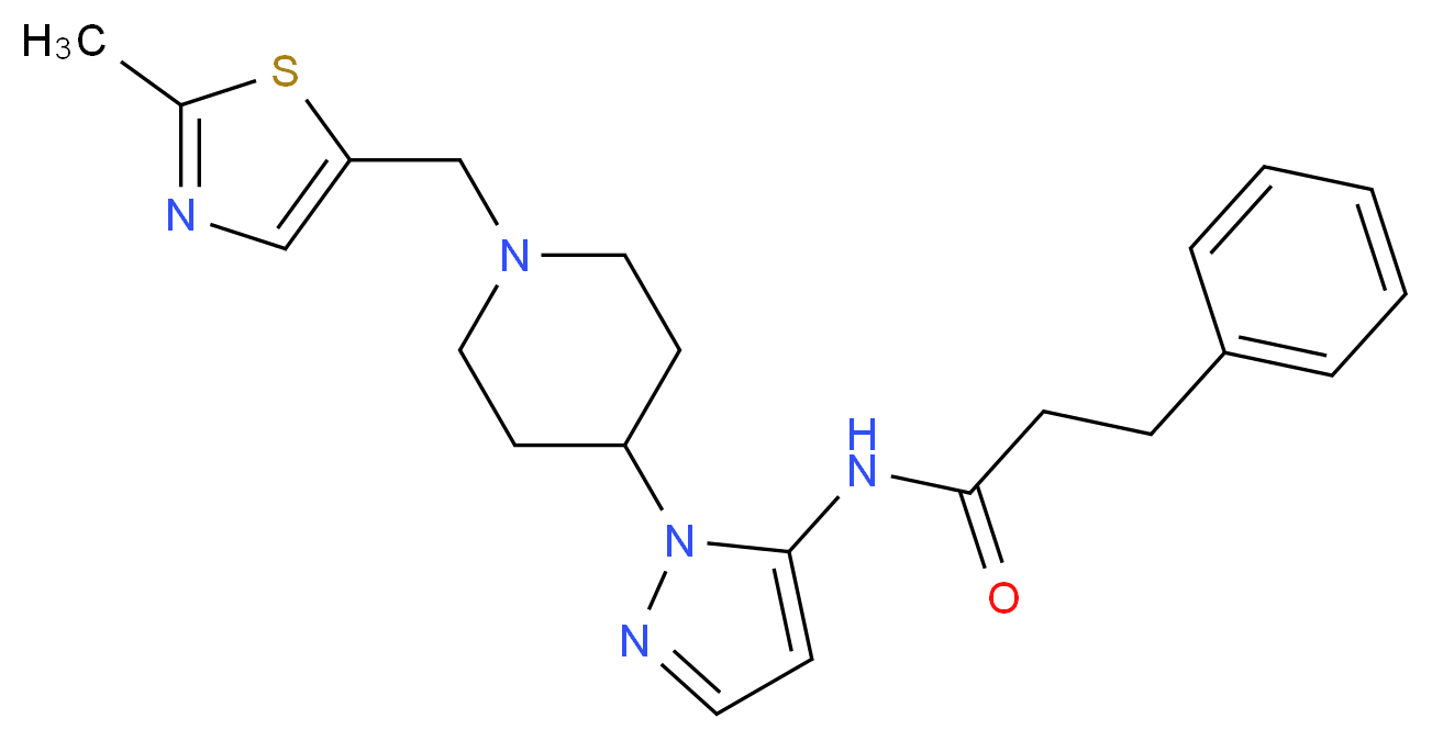 N-(1-{1-[(2-methyl-1,3-thiazol-5-yl)methyl]-4-piperidinyl}-1H-pyrazol-5-yl)-3-phenylpropanamide_分子结构_CAS_)