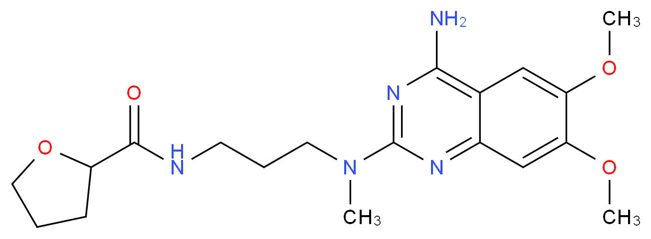 N-{3-[(4-amino-6,7-dimethoxyquinazolin-2-yl)(methyl)amino]propyl}oxolane-2-carboxamide_分子结构_CAS_81403-80-7