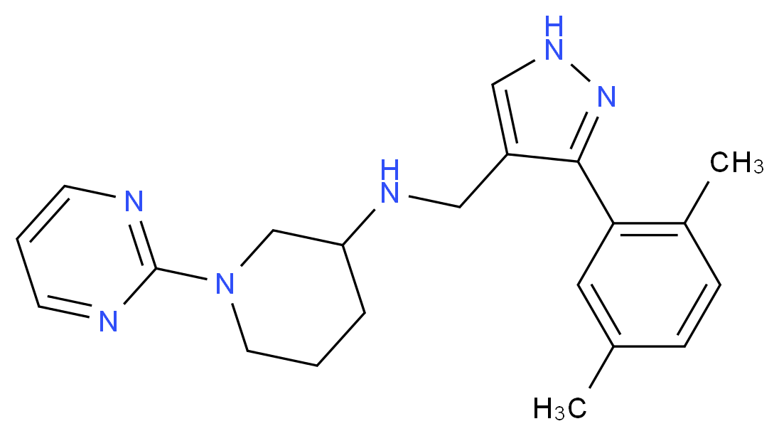 N-{[3-(2,5-dimethylphenyl)-1H-pyrazol-4-yl]methyl}-1-(2-pyrimidinyl)-3-piperidinamine_分子结构_CAS_)