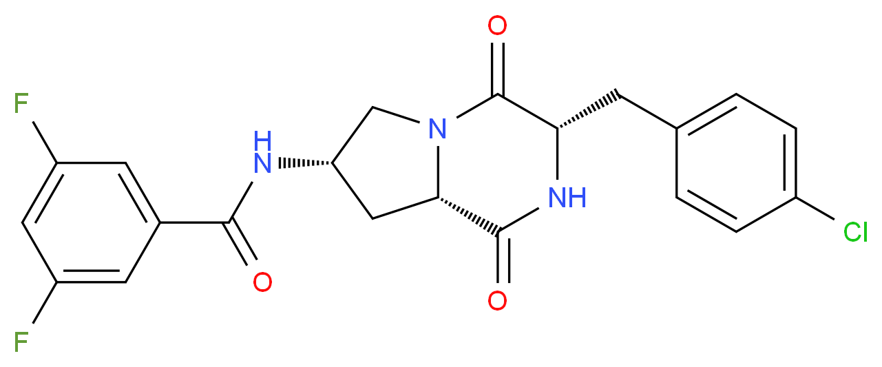 N-[(3S,7S,8aS)-3-(4-chlorobenzyl)-1,4-dioxooctahydropyrrolo[1,2-a]pyrazin-7-yl]-3,5-difluorobenzamide_分子结构_CAS_)