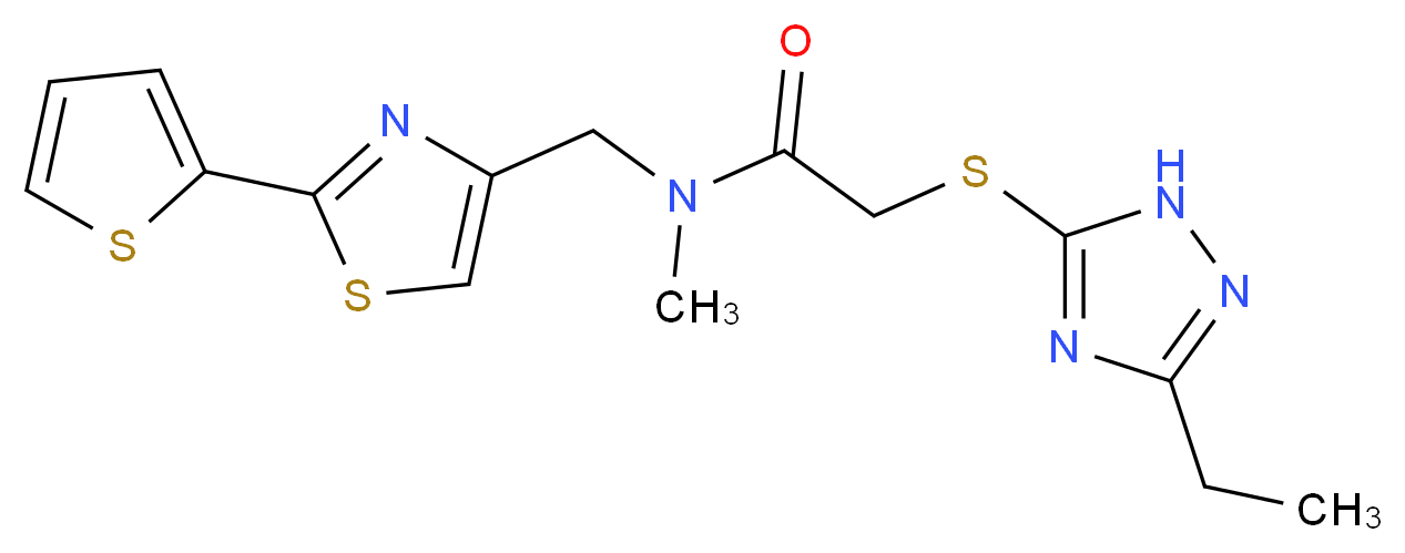 2-[(3-ethyl-1H-1,2,4-triazol-5-yl)thio]-N-methyl-N-{[2-(2-thienyl)-1,3-thiazol-4-yl]methyl}acetamide_分子结构_CAS_)