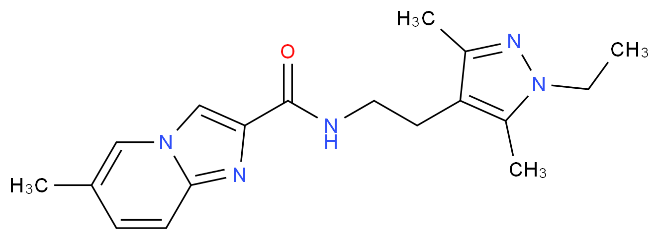 N-[2-(1-ethyl-3,5-dimethyl-1H-pyrazol-4-yl)ethyl]-6-methylimidazo[1,2-a]pyridine-2-carboxamide_分子结构_CAS_)