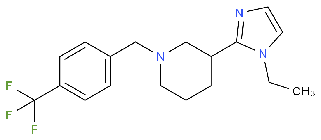 3-(1-ethyl-1H-imidazol-2-yl)-1-[4-(trifluoromethyl)benzyl]piperidine_分子结构_CAS_)