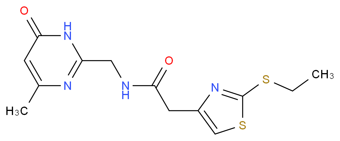 2-[2-(ethylthio)-1,3-thiazol-4-yl]-N-[(4-methyl-6-oxo-1,6-dihydropyrimidin-2-yl)methyl]acetamide_分子结构_CAS_)