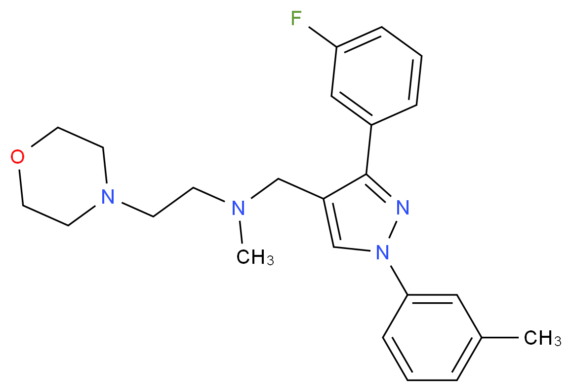 N-{[3-(3-fluorophenyl)-1-(3-methylphenyl)-1H-pyrazol-4-yl]methyl}-N-methyl-2-(4-morpholinyl)ethanamine_分子结构_CAS_)