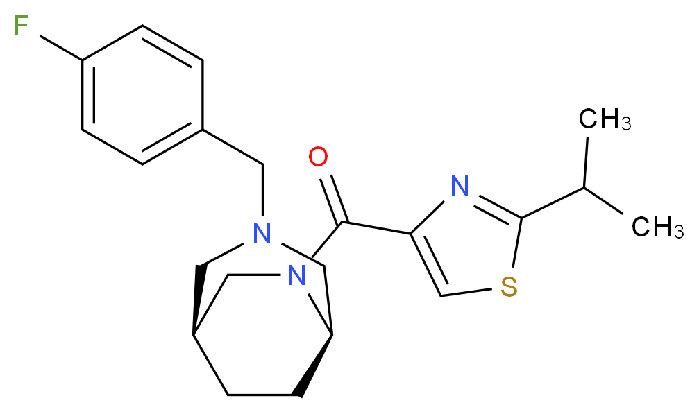 (1S*,5R*)-3-(4-fluorobenzyl)-6-[(2-isopropyl-1,3-thiazol-4-yl)carbonyl]-3,6-diazabicyclo[3.2.2]nonane_分子结构_CAS_)