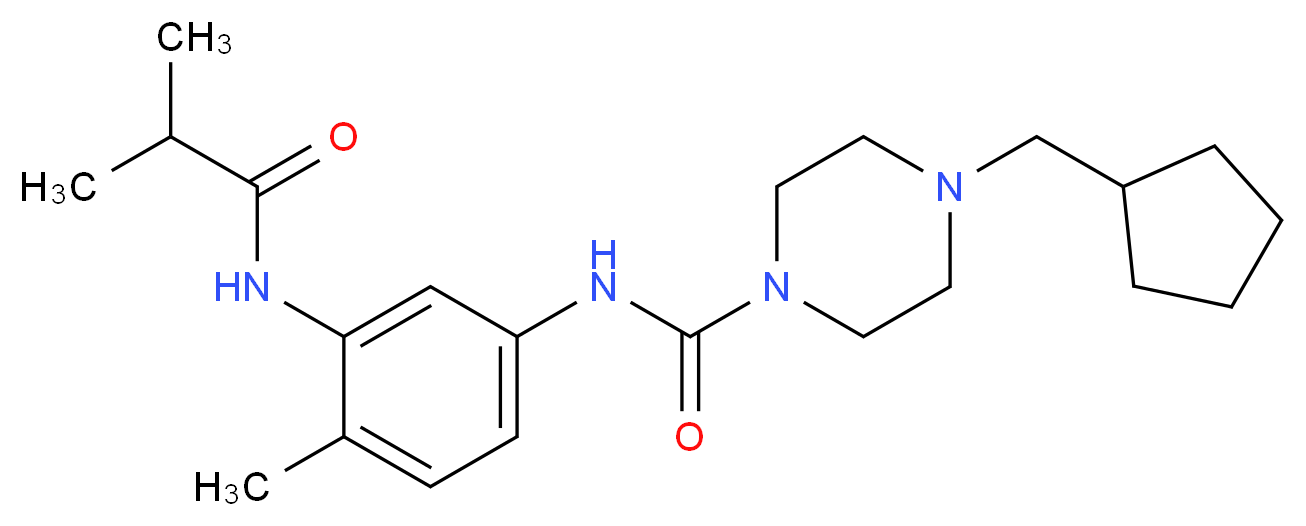 4-(cyclopentylmethyl)-N-[3-(isobutyrylamino)-4-methylphenyl]piperazine-1-carboxamide_分子结构_CAS_)