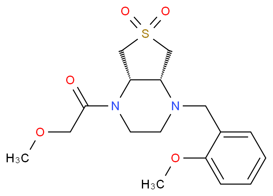 (4aR*,7aS*)-1-(methoxyacetyl)-4-(2-methoxybenzyl)octahydrothieno[3,4-b]pyrazine 6,6-dioxide_分子结构_CAS_)