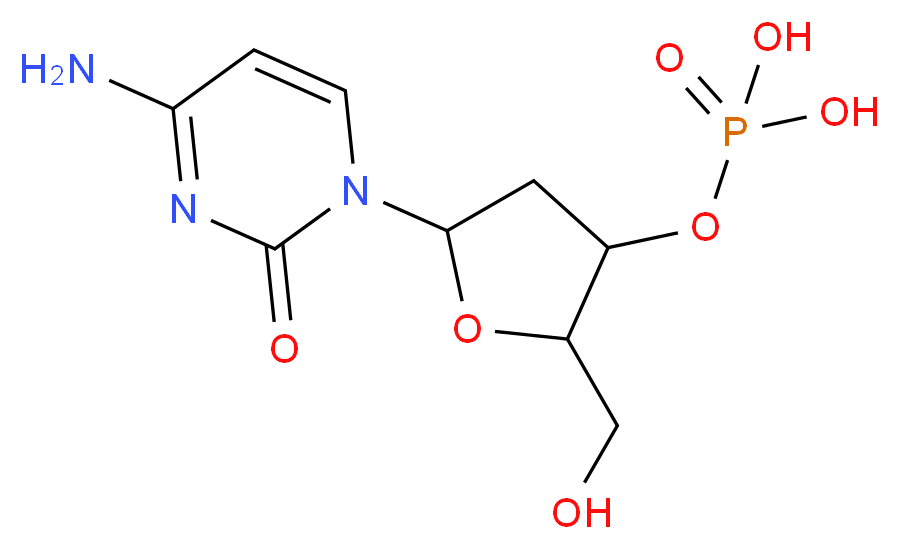 {[5-(4-amino-2-oxo-1,2-dihydropyrimidin-1-yl)-2-(hydroxymethyl)oxolan-3-yl]oxy}phosphonic acid_分子结构_CAS_6220-63-9