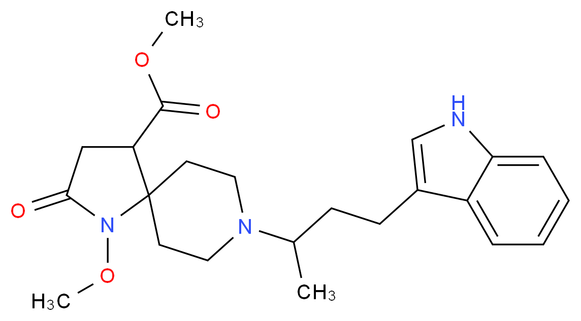 methyl 8-[3-(1H-indol-3-yl)-1-methylpropyl]-1-methoxy-2-oxo-1,8-diazaspiro[4.5]decane-4-carboxylate_分子结构_CAS_)