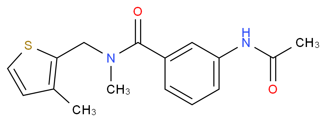3-(acetylamino)-N-methyl-N-[(3-methyl-2-thienyl)methyl]benzamide_分子结构_CAS_)