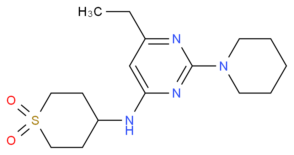 N-(1,1-dioxidotetrahydro-2H-thiopyran-4-yl)-6-ethyl-2-piperidin-1-ylpyrimidin-4-amine_分子结构_CAS_)