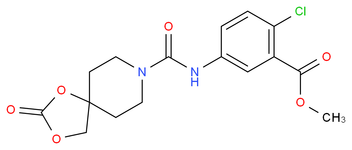 methyl 2-chloro-5-{[(2-oxo-1,3-dioxa-8-azaspiro[4.5]dec-8-yl)carbonyl]amino}benzoate_分子结构_CAS_)