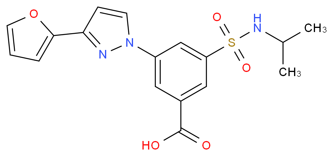 3-[3-(2-furyl)-1H-pyrazol-1-yl]-5-[(isopropylamino)sulfonyl]benzoic acid_分子结构_CAS_)