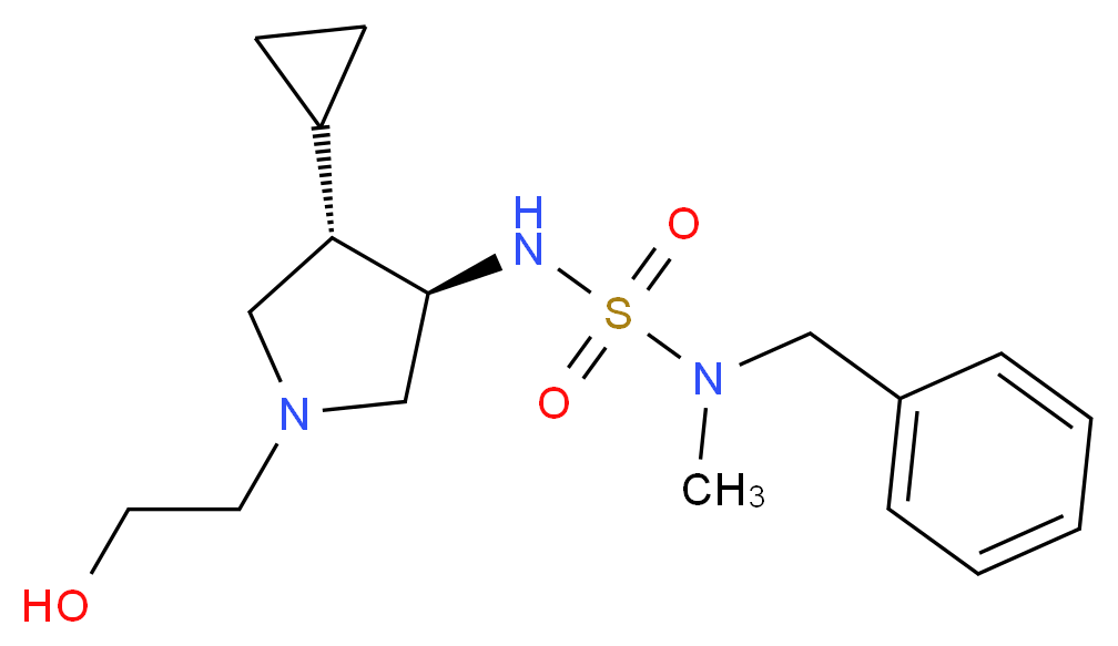 N-benzyl-N'-[(3R*,4S*)-4-cyclopropyl-1-(2-hydroxyethyl)-3-pyrrolidinyl]-N-methylsulfamide_分子结构_CAS_)