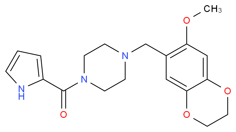 1-[(7-methoxy-2,3-dihydro-1,4-benzodioxin-6-yl)methyl]-4-(1H-pyrrol-2-ylcarbonyl)piperazine_分子结构_CAS_)
