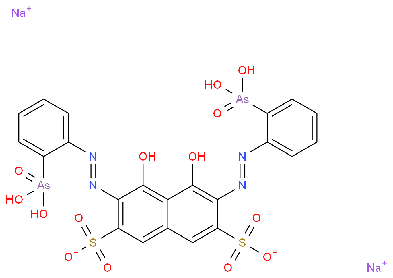 disodium 3,6-bis((o-arsonophenyl)azo)-4,5-dihydroxyNaphthalene-2,7-disulphonate_分子结构_CAS_62337-00-2)