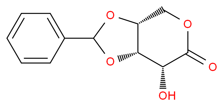 (3aR,7R,7aS)-7-hydroxy-2-phenyl-hexahydro-[1,3]dioxolo[4,5-c]pyran-6-one_分子结构_CAS_20603-45-6