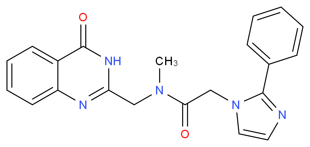 N-methyl-N-[(4-oxo-3,4-dihydro-2-quinazolinyl)methyl]-2-(2-phenyl-1H-imidazol-1-yl)acetamide_分子结构_CAS_)