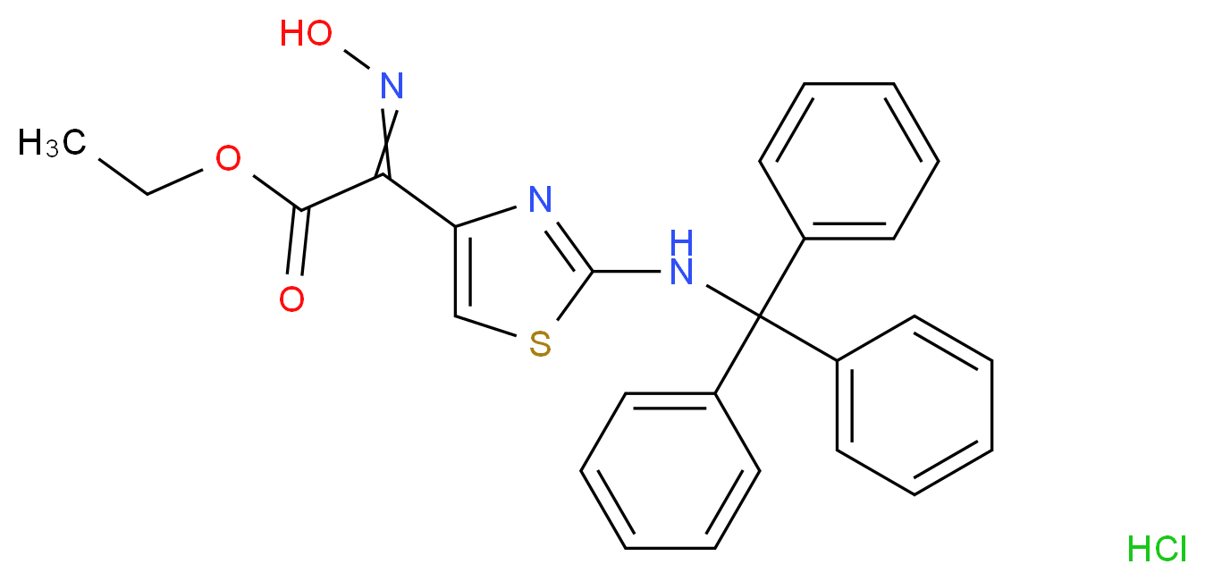(Z)-(羟基亚氨基)[2-(三苯甲基氨基)噻唑-4-基]乙酸乙酯 盐酸盐_分子结构_CAS_66339-00-2)