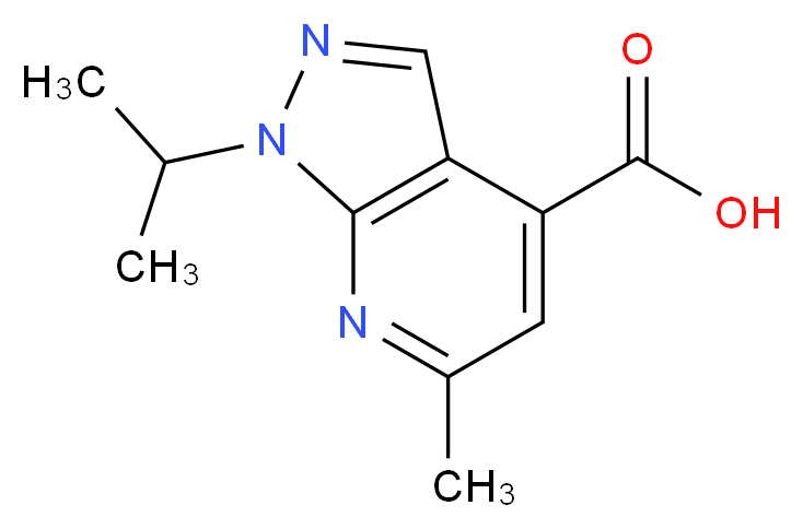 6-methyl-1-(propan-2-yl)-1H-pyrazolo[3,4-b]pyridine-4-carboxylic acid_分子结构_CAS_883544-72-7