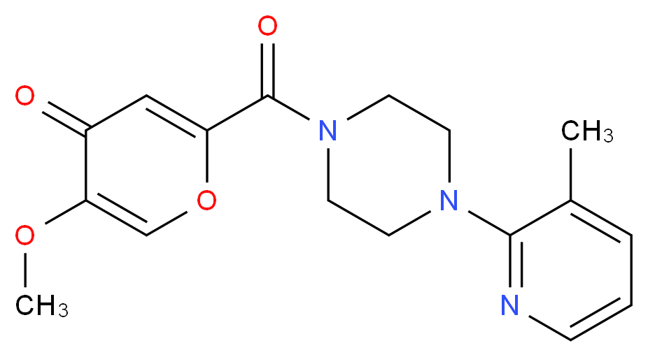 5-methoxy-2-{[4-(3-methyl-2-pyridinyl)-1-piperazinyl]carbonyl}-4H-pyran-4-one_分子结构_CAS_)