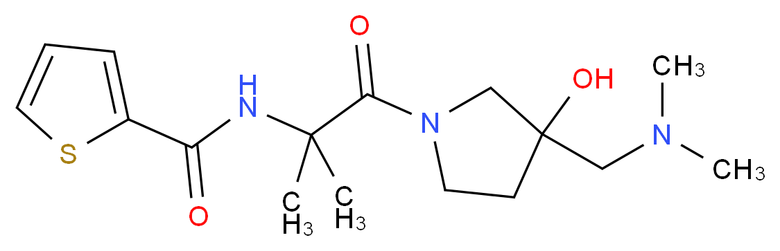 N-(2-{3-[(dimethylamino)methyl]-3-hydroxy-1-pyrrolidinyl}-1,1-dimethyl-2-oxoethyl)-2-thiophenecarboxamide (non-preferred name)_分子结构_CAS_)