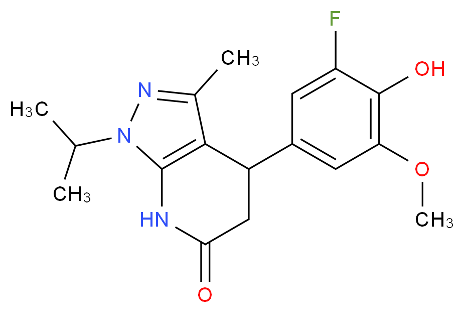 4-(3-fluoro-4-hydroxy-5-methoxyphenyl)-1-isopropyl-3-methyl-1,4,5,7-tetrahydro-6H-pyrazolo[3,4-b]pyridin-6-one_分子结构_CAS_)