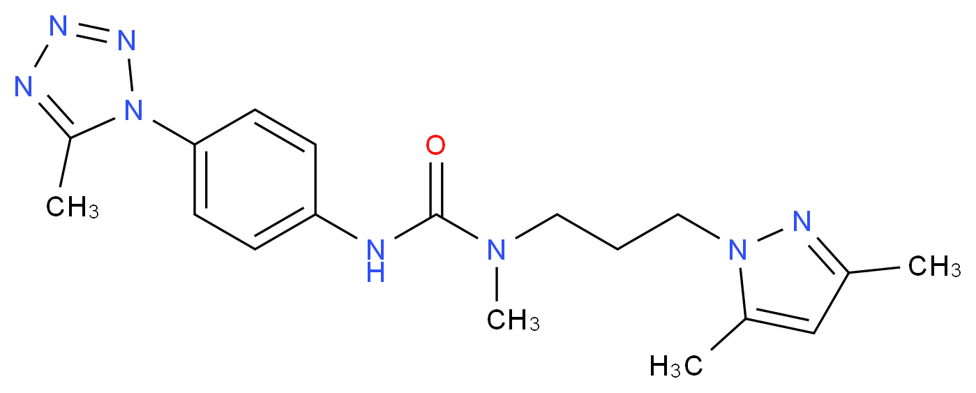 N-[3-(3,5-dimethyl-1H-pyrazol-1-yl)propyl]-N-methyl-N'-[4-(5-methyl-1H-tetrazol-1-yl)phenyl]urea_分子结构_CAS_)