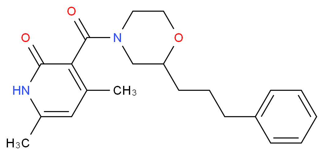 4,6-dimethyl-3-{[2-(3-phenylpropyl)-4-morpholinyl]carbonyl}-2(1H)-pyridinone_分子结构_CAS_)