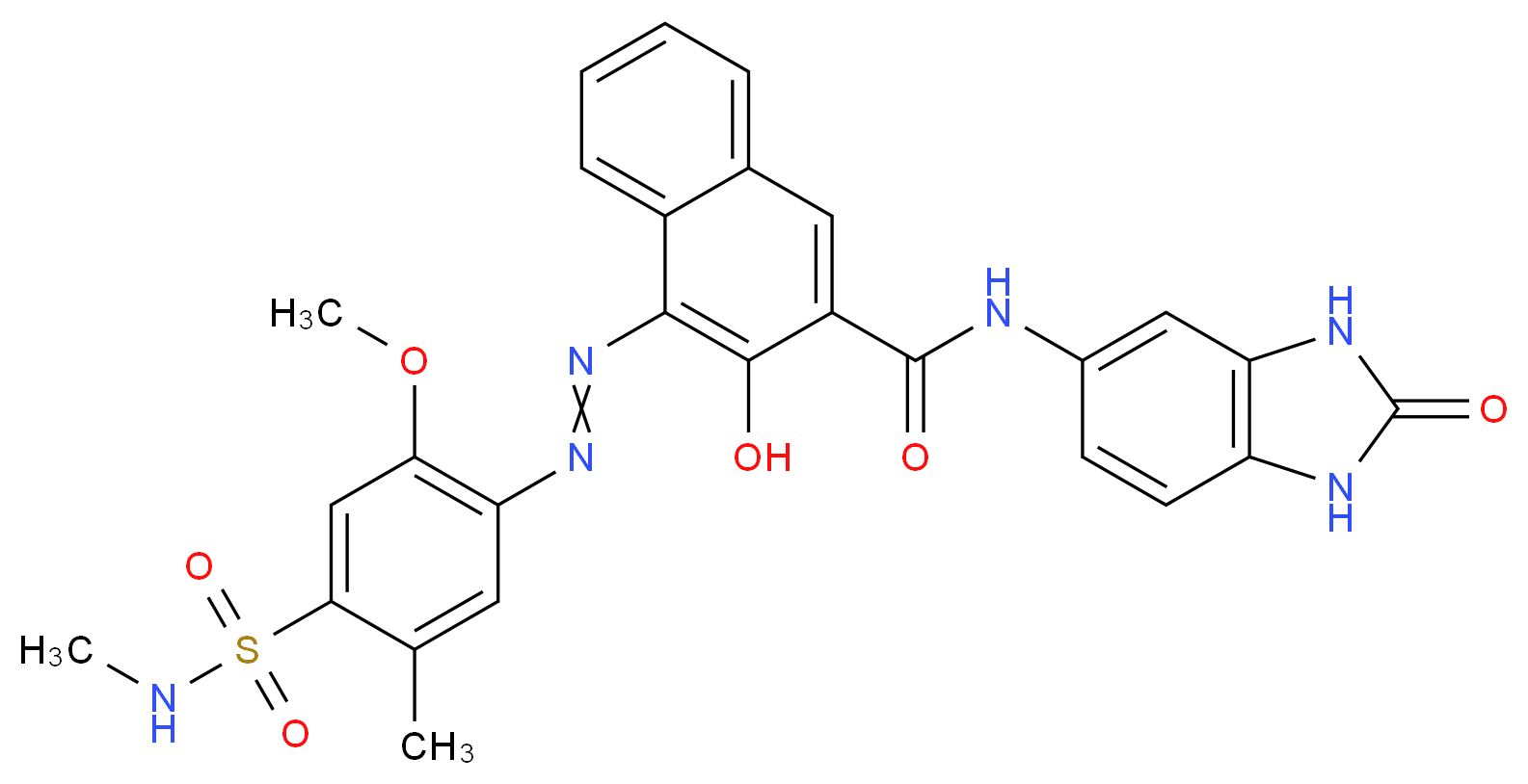 n-(2,3-dihydro-2-oxo-1h-benzimidazol-5-yl)-3-hydroxy-4-((2-methoxy-5-methyl-4-((methylamino)sulphonyl)phenyl)azo)naphthalene-2-carboxamide_分子结构_CAS_51920-12-8)