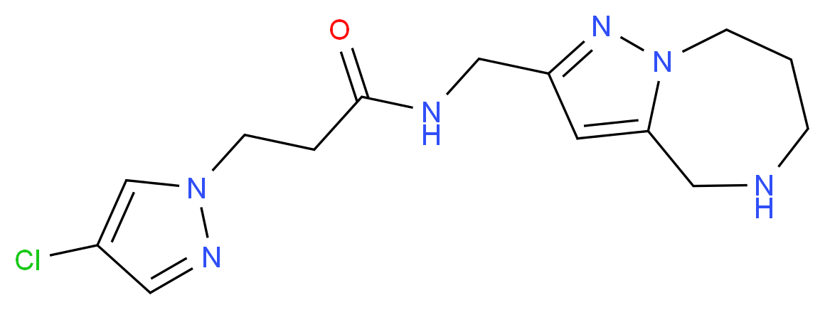 3-(4-chloro-1H-pyrazol-1-yl)-N-(5,6,7,8-tetrahydro-4H-pyrazolo[1,5-a][1,4]diazepin-2-ylmethyl)propanamide_分子结构_CAS_)