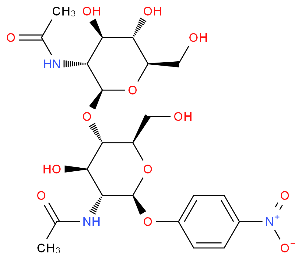 N-[(2S,3R,4R,5S,6R)-2-{[(2R,3S,4R,5R,6S)-5-acetamido-4-hydroxy-2-(hydroxymethyl)-6-(4-nitrophenoxy)oxan-3-yl]oxy}-4,5-dihydroxy-6-(hydroxymethyl)oxan-3-yl]acetamide_分子结构_CAS_7284-16-4