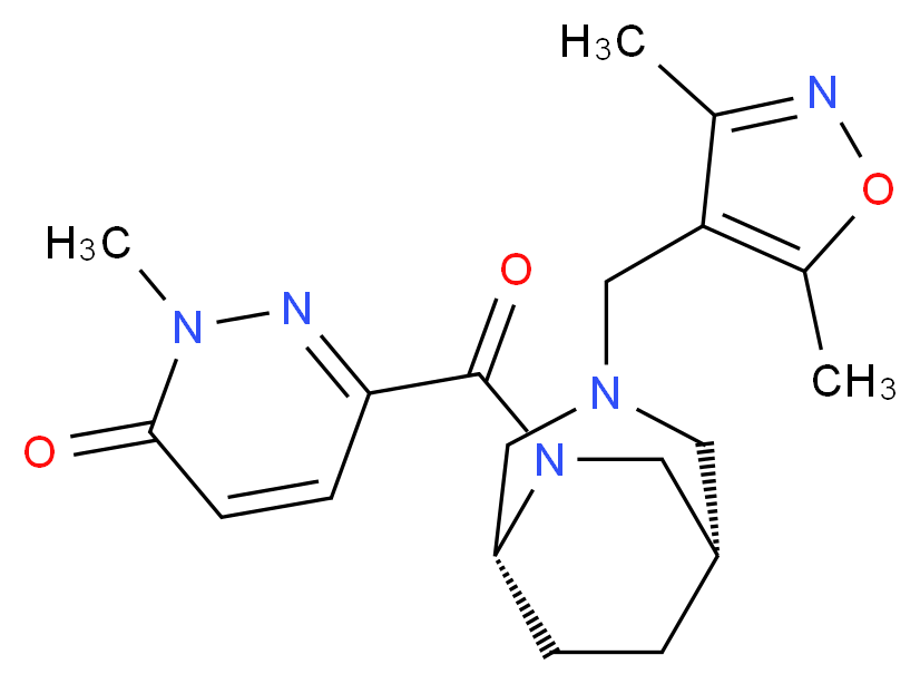 6-({(1S*,5R*)-3-[(3,5-dimethyl-4-isoxazolyl)methyl]-3,6-diazabicyclo[3.2.2]non-6-yl}carbonyl)-2-methyl-3(2H)-pyridazinone_分子结构_CAS_)