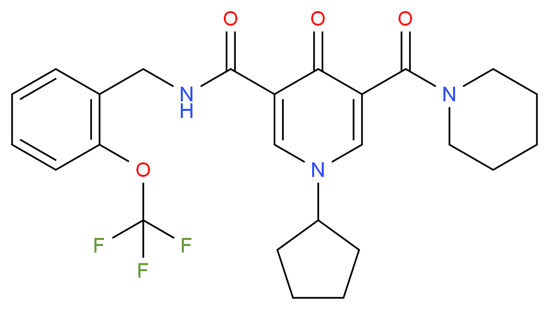 1-cyclopentyl-4-oxo-5-(1-piperidinylcarbonyl)-N-[2-(trifluoromethoxy)benzyl]-1,4-dihydro-3-pyridinecarboxamide_分子结构_CAS_)