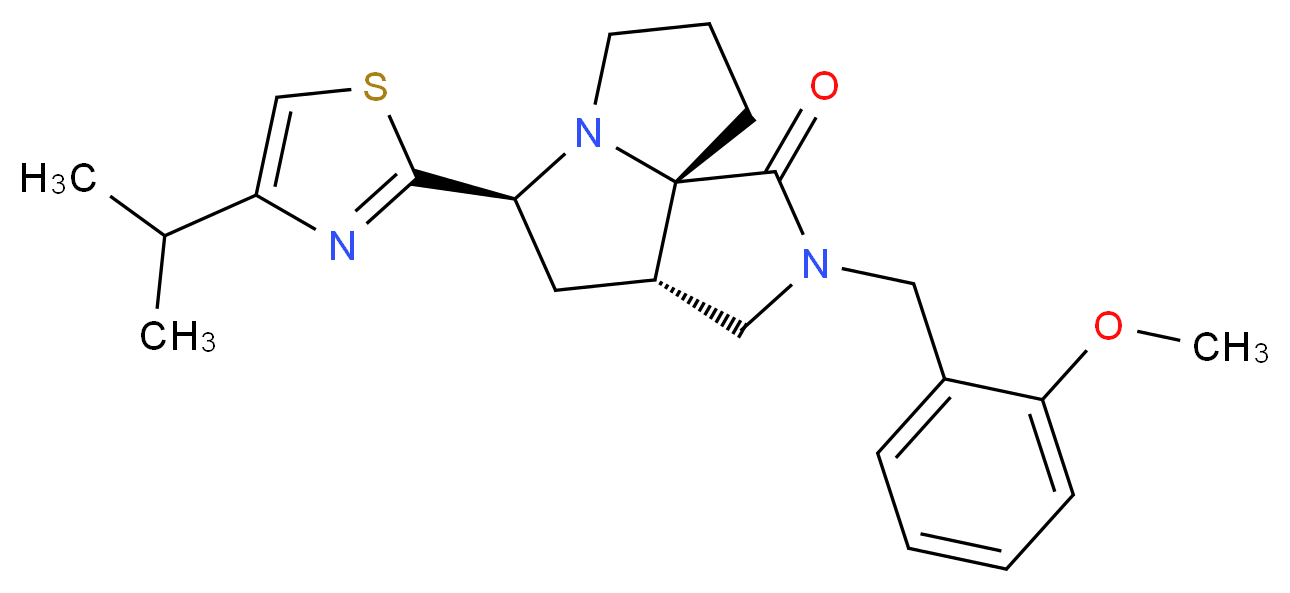 (3aS*,5S*,9aS*)-5-(4-isopropyl-1,3-thiazol-2-yl)-2-(2-methoxybenzyl)hexahydro-7H-pyrrolo[3,4-g]pyrrolizin-1(2H)-one_分子结构_CAS_)