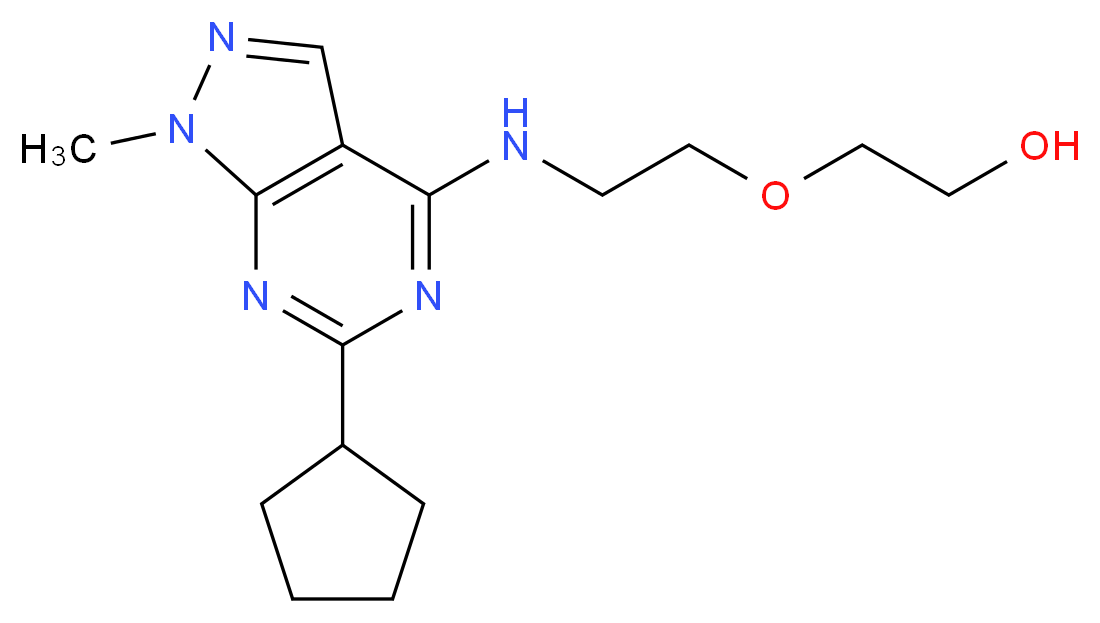 2-{2-[(6-cyclopentyl-1-methyl-1H-pyrazolo[3,4-d]pyrimidin-4-yl)amino]ethoxy}ethanol_分子结构_CAS_)