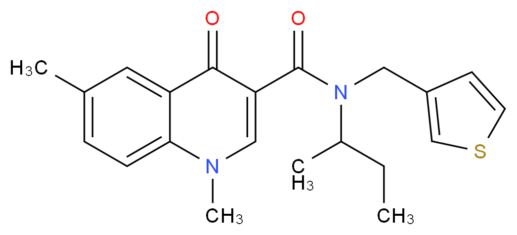 N-(sec-butyl)-1,6-dimethyl-4-oxo-N-(3-thienylmethyl)-1,4-dihydroquinoline-3-carboxamide_分子结构_CAS_)