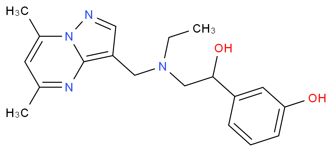 3-{2-[[(5,7-dimethylpyrazolo[1,5-a]pyrimidin-3-yl)methyl](ethyl)amino]-1-hydroxyethyl}phenol_分子结构_CAS_)