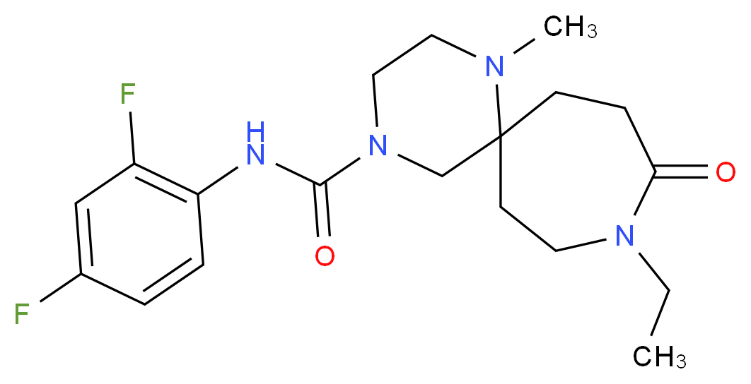 N-(2,4-difluorophenyl)-9-ethyl-1-methyl-10-oxo-1,4,9-triazaspiro[5.6]dodecane-4-carboxamide_分子结构_CAS_)