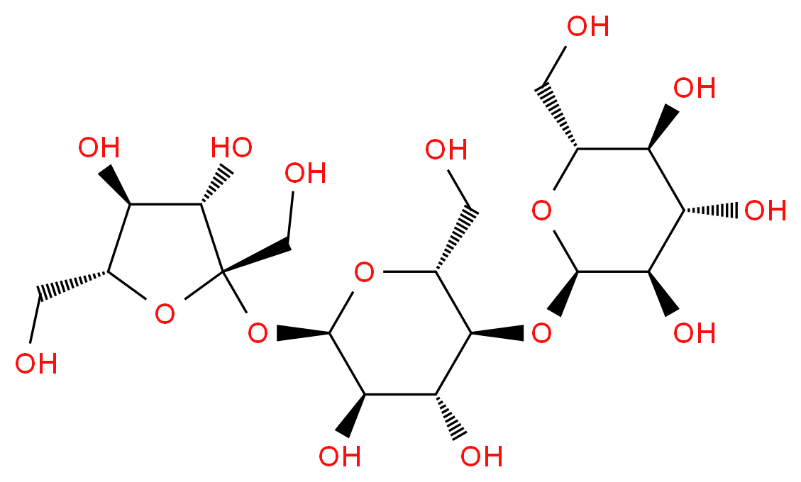 (2R,3R,4S,5S,6R)-2-{[(2R,3S,4R,5R,6R)-6-{[(2S,3S,4S,5R)-3,4-dihydroxy-2,5-bis(hydroxymethyl)oxolan-2-yl]oxy}-4,5-dihydroxy-2-(hydroxymethyl)oxan-3-yl]oxy}-6-(hydroxymethyl)oxane-3,4,5-triol_分子结构_CAS_13101-54-7