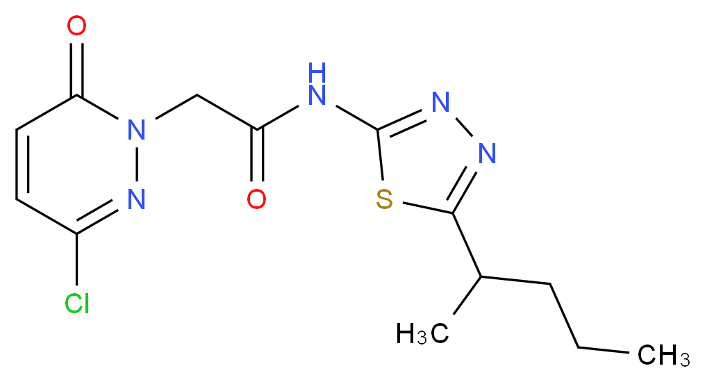2-(3-chloro-6-oxopyridazin-1(6H)-yl)-N-[5-(1-methylbutyl)-1,3,4-thiadiazol-2-yl]acetamide_分子结构_CAS_)