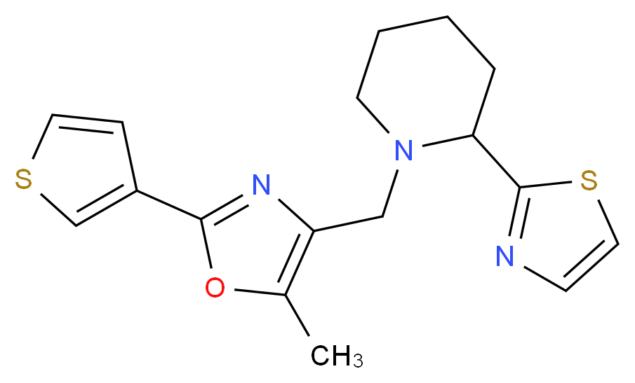 1-{[5-methyl-2-(3-thienyl)-1,3-oxazol-4-yl]methyl}-2-(1,3-thiazol-2-yl)piperidine_分子结构_CAS_)