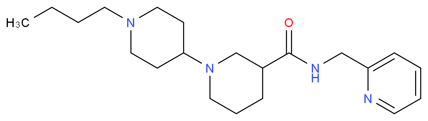 1'-butyl-N-(pyridin-2-ylmethyl)-1,4'-bipiperidine-3-carboxamide_分子结构_CAS_)