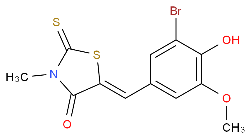 (5Z)-5-(3-bromo-4-hydroxy-5-methoxybenzylidene)-3-methyl-2-thioxo-1,3-thiazolidin-4-one_分子结构_CAS_58215-51-3)