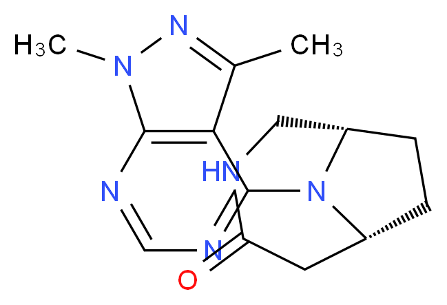 (1S*,6R*)-9-(1,3-dimethyl-1H-pyrazolo[3,4-d]pyrimidin-4-yl)-3,9-diazabicyclo[4.2.1]nonan-4-one_分子结构_CAS_)