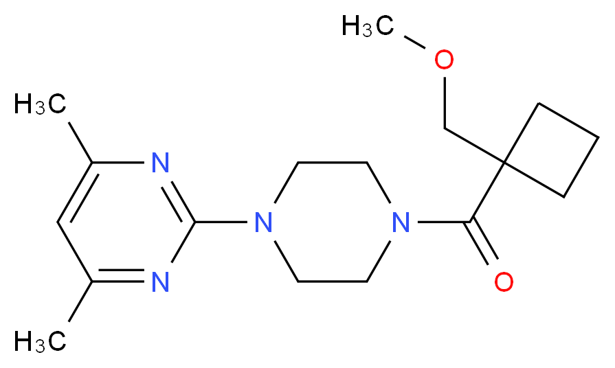 2-(4-{[1-(methoxymethyl)cyclobutyl]carbonyl}piperazin-1-yl)-4,6-dimethylpyrimidine_分子结构_CAS_)