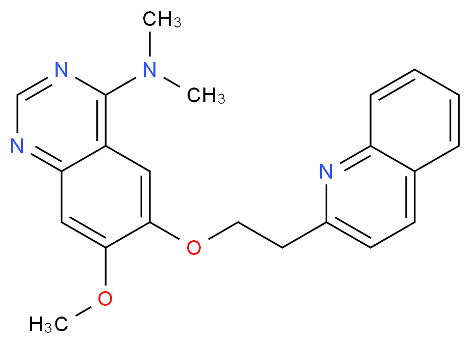 7-methoxy-N,N-dimethyl-6-[2-(quinolin-2-yl)ethoxy]quinazolin-4-amine_分子结构_CAS_1006890-24-9