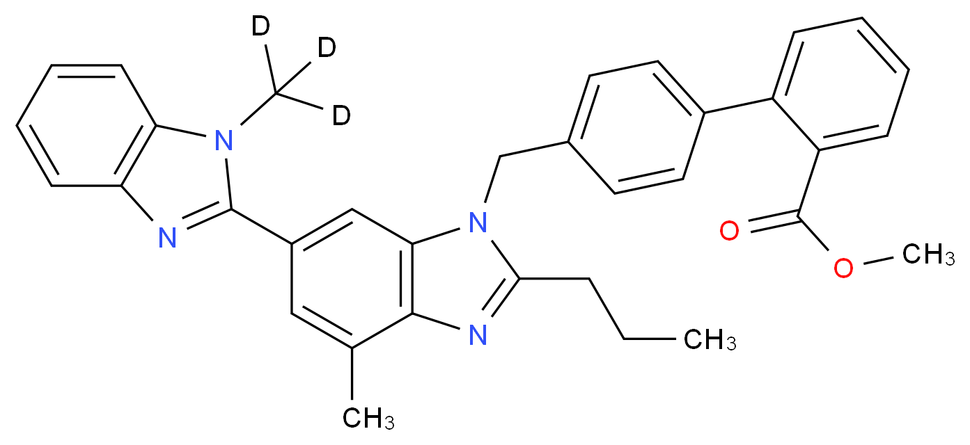 methyl 2-[4-({4-methyl-6-[1-(<sup>2</sup>H<sub>3</sub>)methyl-1H-1,3-benzodiazol-2-yl]-2-propyl-1H-1,3-benzodiazol-1-yl}methyl)phenyl]benzoate_分子结构_CAS_1189944-53-3